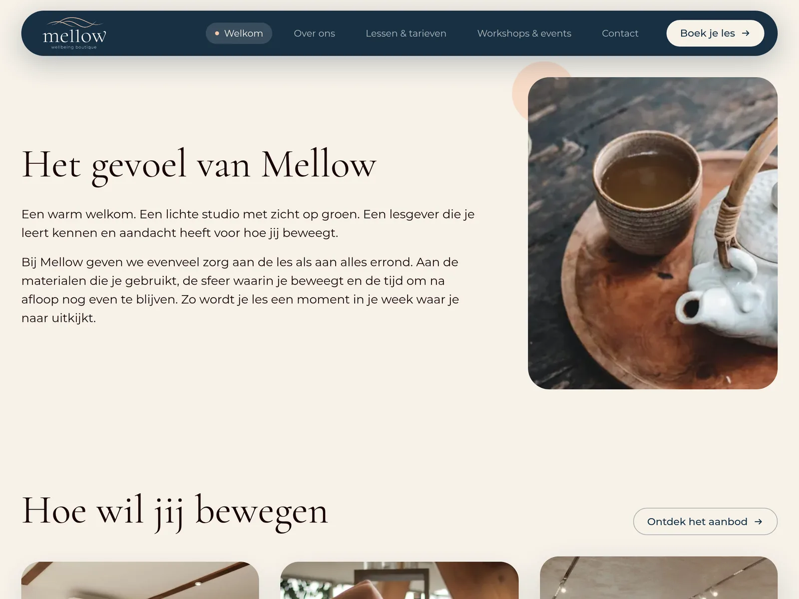 Mellow website: 'Het gevoel van Mellow' section