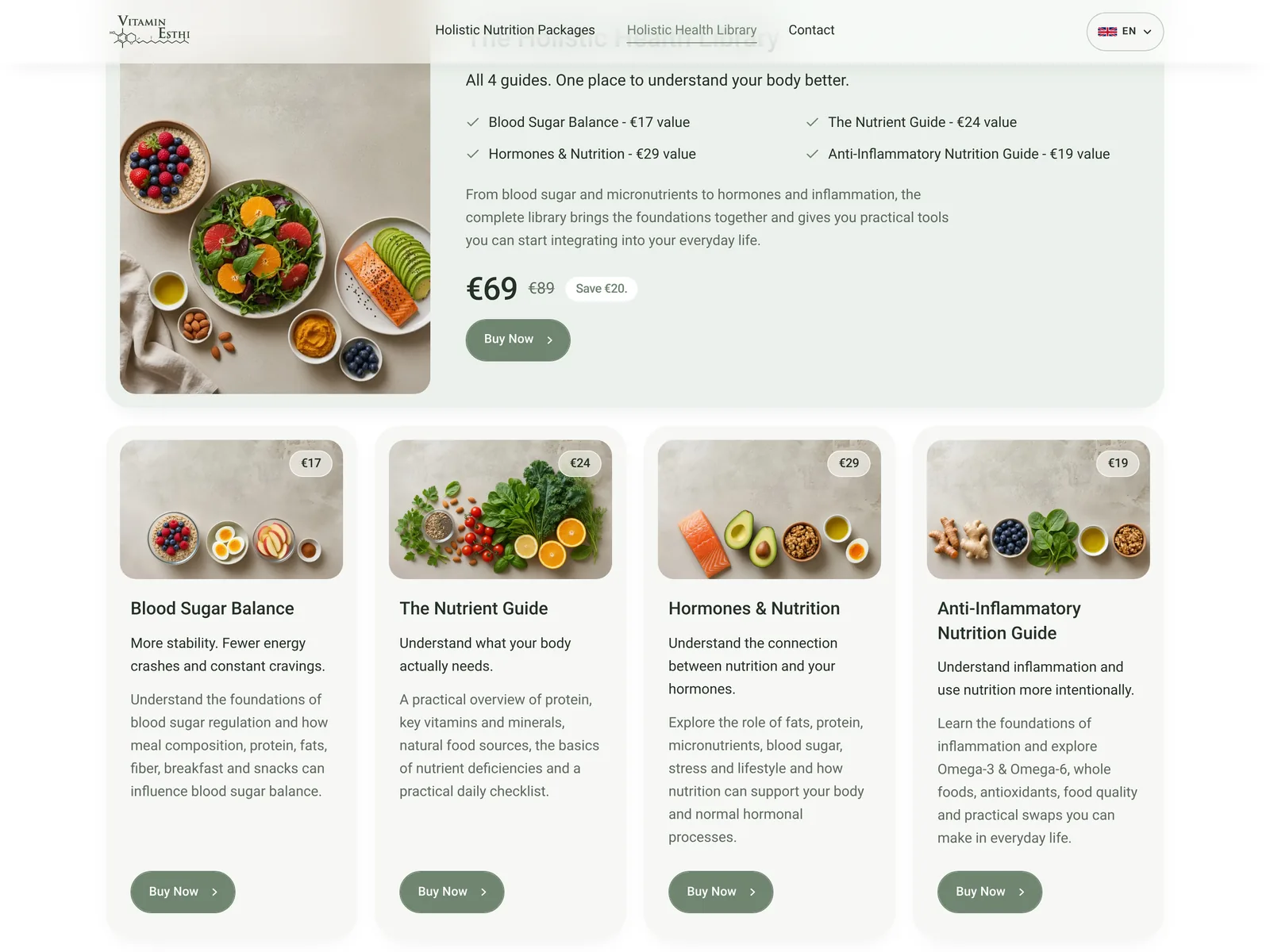 VitaminEsthi website: The Holistic Health Library with the 4 guides